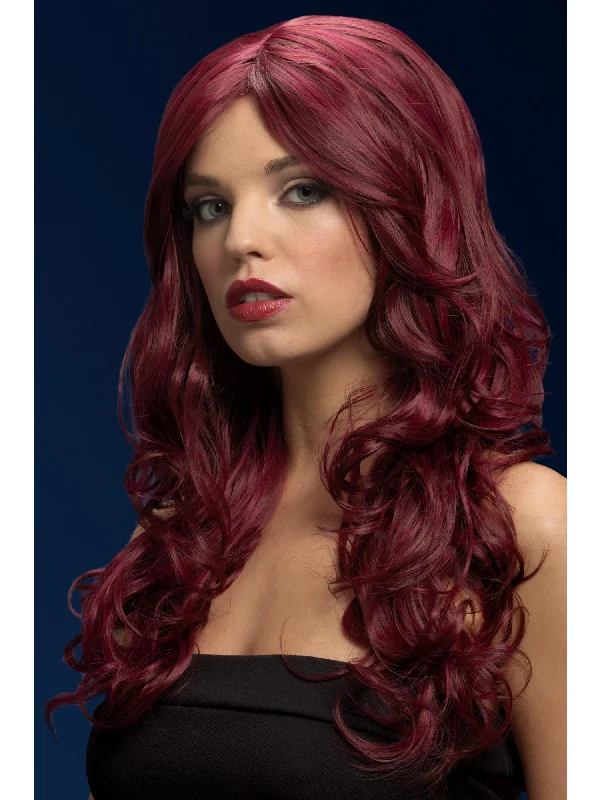 wigs for stylish and sleek appearances-Fever Nicole Wig, Red Cherry, Soft Wave with Side Parting