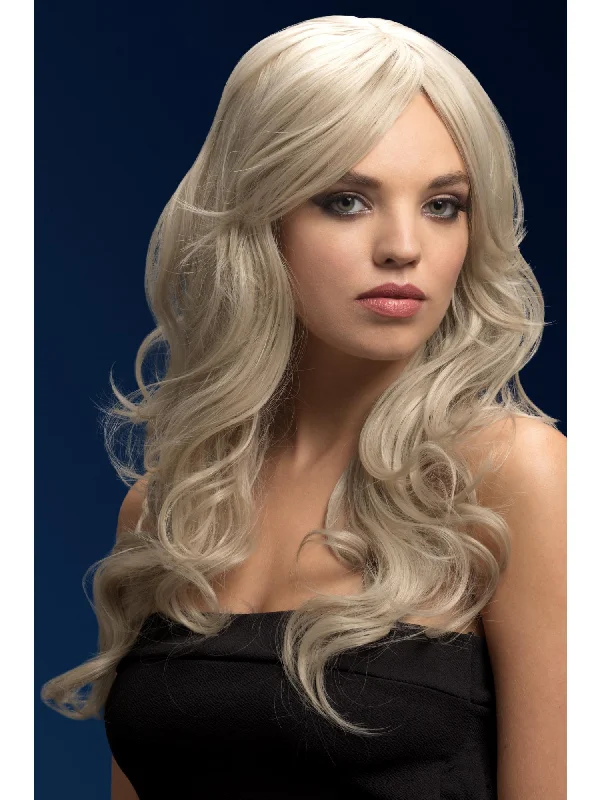 synthetic wigs for versatile styling-Fever Nicole Wig, Silver Blonde, Soft Wave with Side Parting