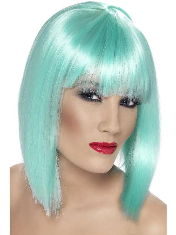 natural lace front wigs for everyday wear-Glam Wig, Neon Aqua