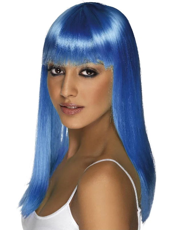 wigs for all types of hair textures-Glamourama Wig, Neon Blue