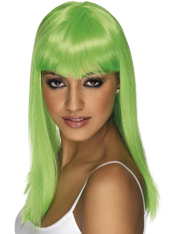 natural hair wigs for every day-Glamourama Wig, Neon Green