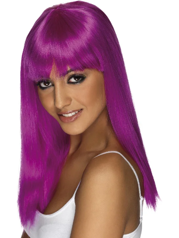 voluminous wigs for fuller appearance-Glamourama Wig, Neon Purple