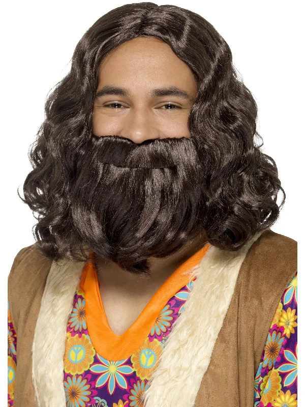 trendy wigs for fun fashion styles-Hippie/Jesus Wig & Beard Set