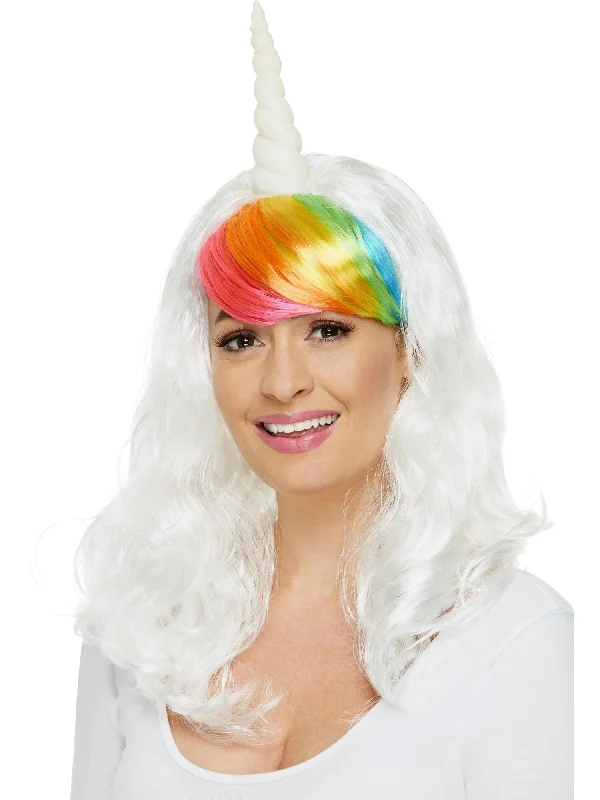 wigs for dramatic and creative looks-Ladies Unicorn Wig, White