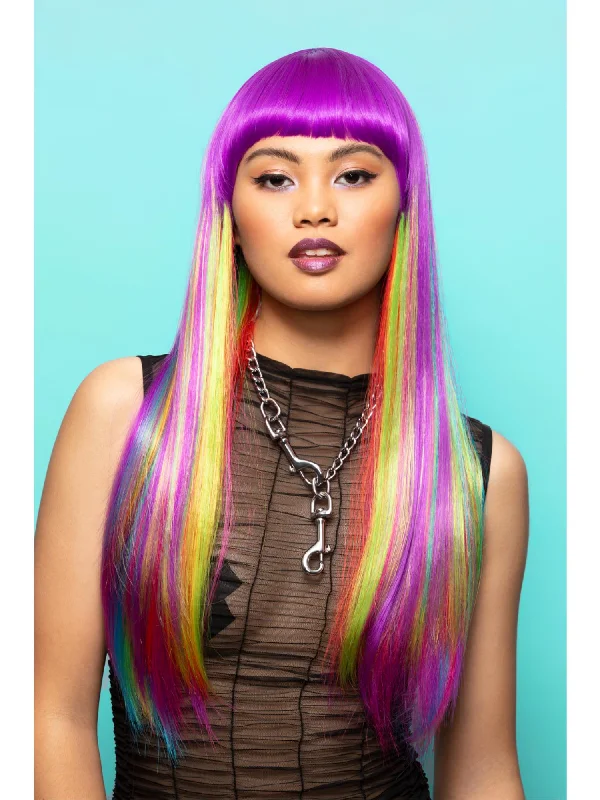 wigs for black women with curly hair-Manic Panic® Vivid Rainbow™ Downtown Diva™ Wig