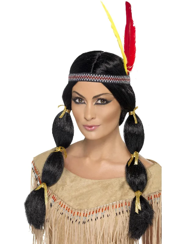 wigs for natural volume and bounce-Native American Inspired Wig, with Pigtails