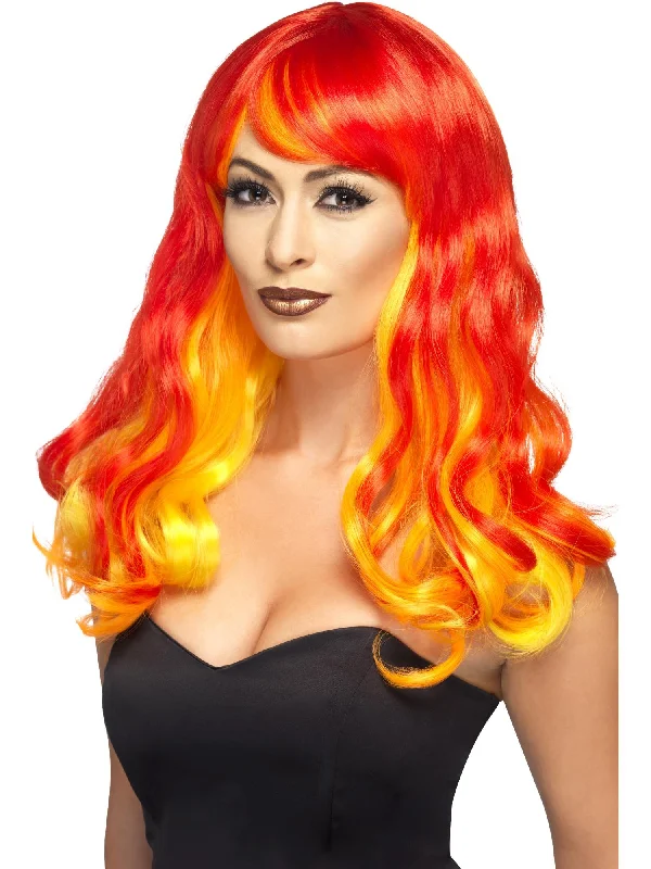 short curly wigs for fun fashion-Ombre Devil Flame Wig