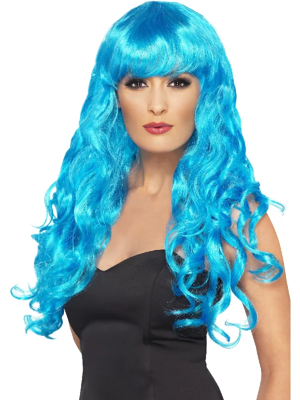 short curly wigs for easy maintenance-Siren Wig, Blue