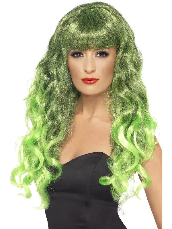 wigs for adding extra length to your hair-Siren Wig, Green and Black