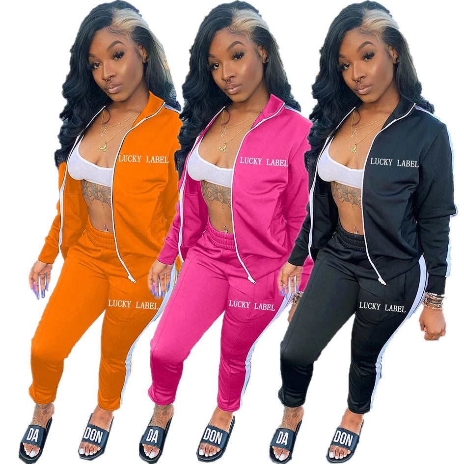 wigs for transforming your hairstyle-Wholesale womens tracksuit 2 piece pants set long sleeve lucky label two piece set women clothing 2024