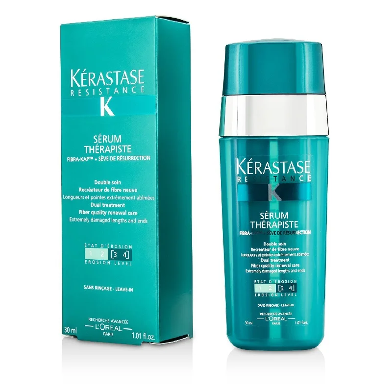 how to stop hair from breaking off -Kerastase Resistance Serum Therapiste Dual Treatment Fiber Quality Renewal Care (Extremely Damaged Lengths and Ends)  30ml/1.01oz