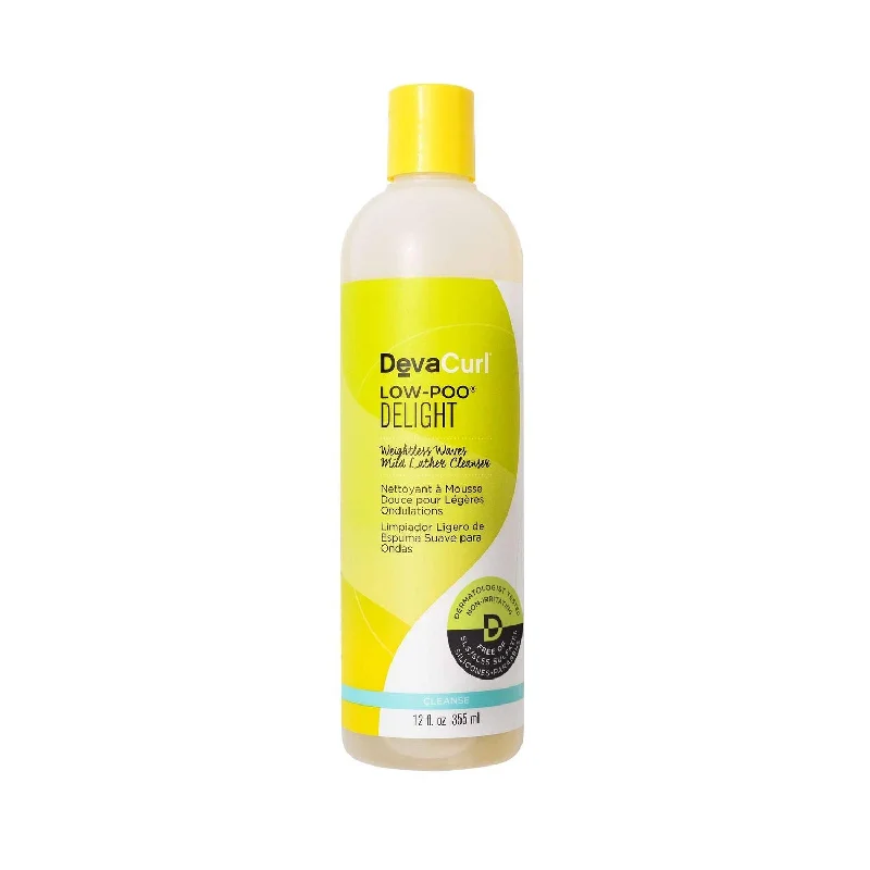 how to maintain hair shine with dry scalp -DevaCurl Low-Poo Delight Weightless Waves Mild Lather Cleanser 12OZ