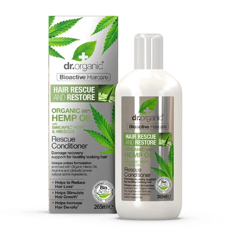 products for curly hair volume and control -DR ORGANIC Hemp Oil Rescue & Restore Conditioner 265ml