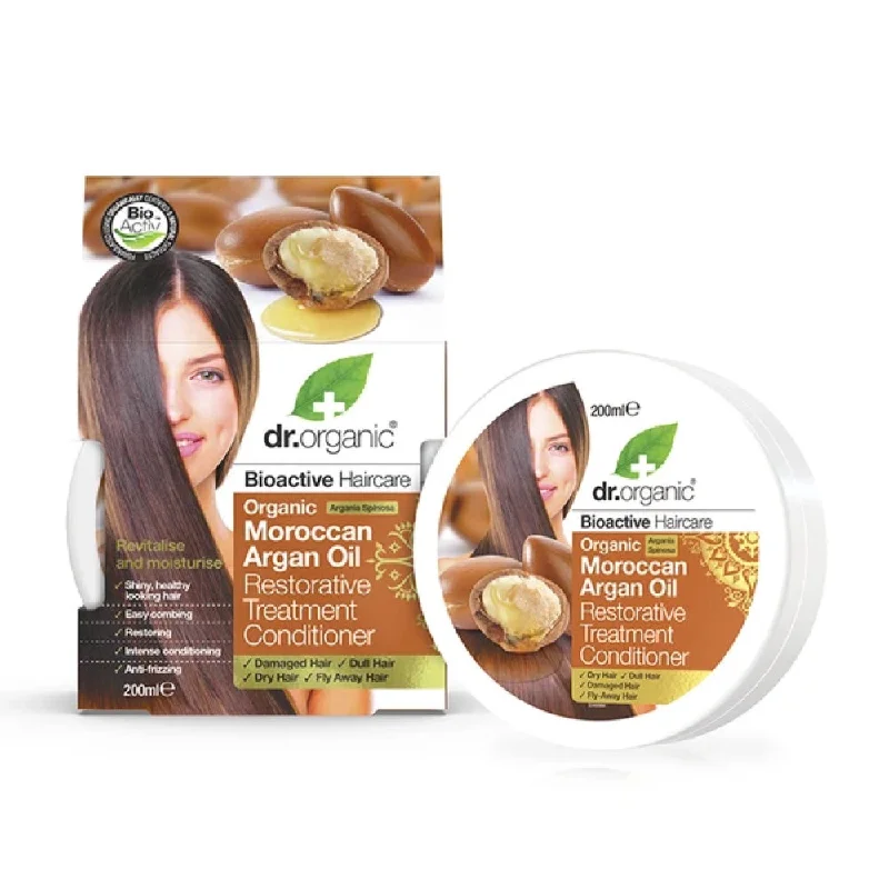 how to make hair thicker and fuller -DR ORGANIC Organic Moroccan Argan Oil Restorative Treatment Conditioner 200ml