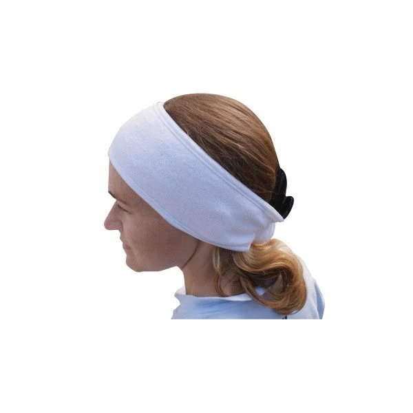 Expert Beauty White Towelling Washable Headbands With Velcro. (Single)