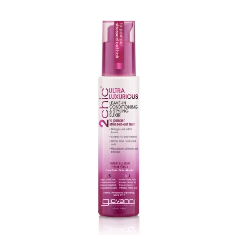 hair care routine for thick curly hair -GIOVANNI Leave-in Conditioner 2CHIC Ultra-Luxurious Stressed Hair 118ml