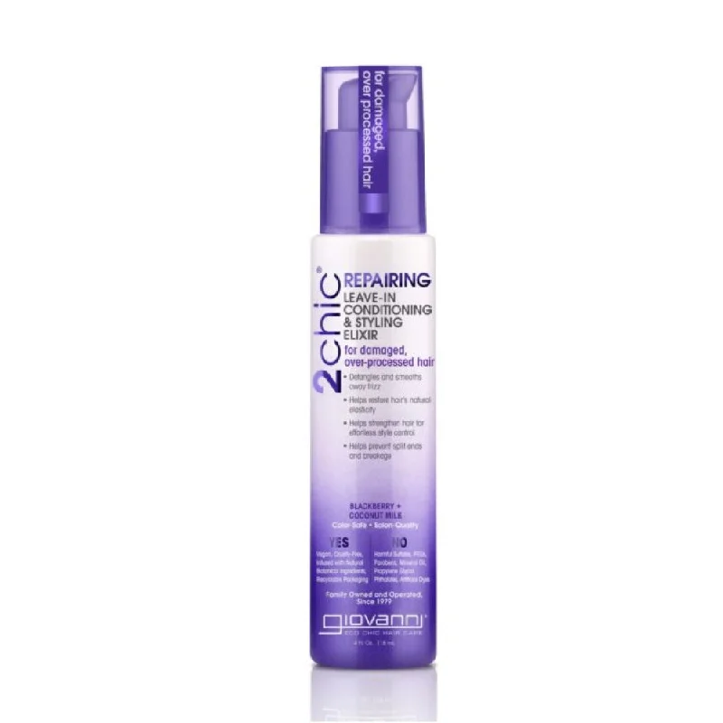 how to get rid of hair static in winter -GIOVANNI Organic Leave-in Conditioner 2chic Ultra-Repair Damaged Hair 118ml