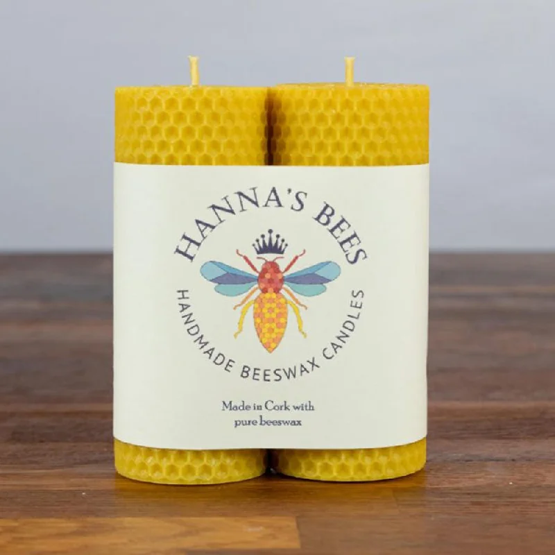 Hanna's Bees Beeswax Candles Medium Pillar Pair