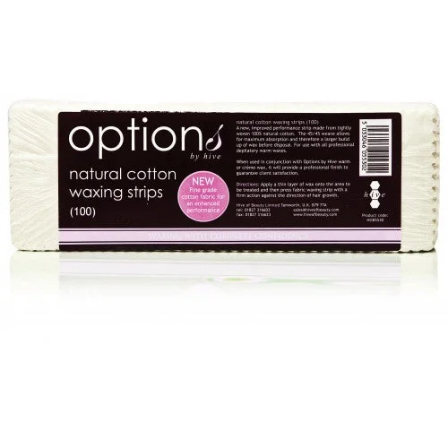 Hive Natural Cotton Waxing Strips (100) 21.5cm x 7.5cm