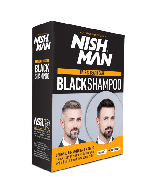 Nishman Hair & Beard Coloring Shampoo Set - Black (2x 200ml/6.76oz)