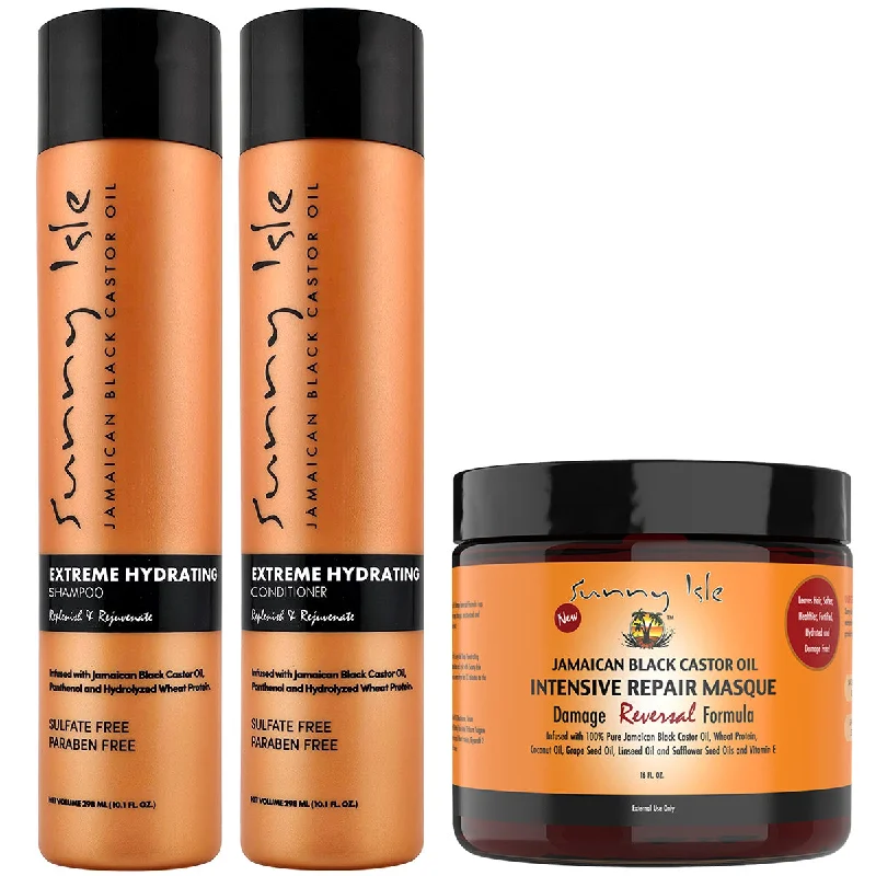 Sunny Isle Intensive Repair Masque with Extreme Hydrating Shampoo and Conditioner Kit